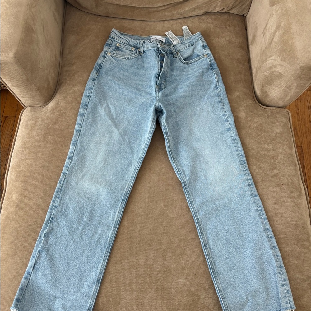 Zara Light Blue Straight Leg Jeans